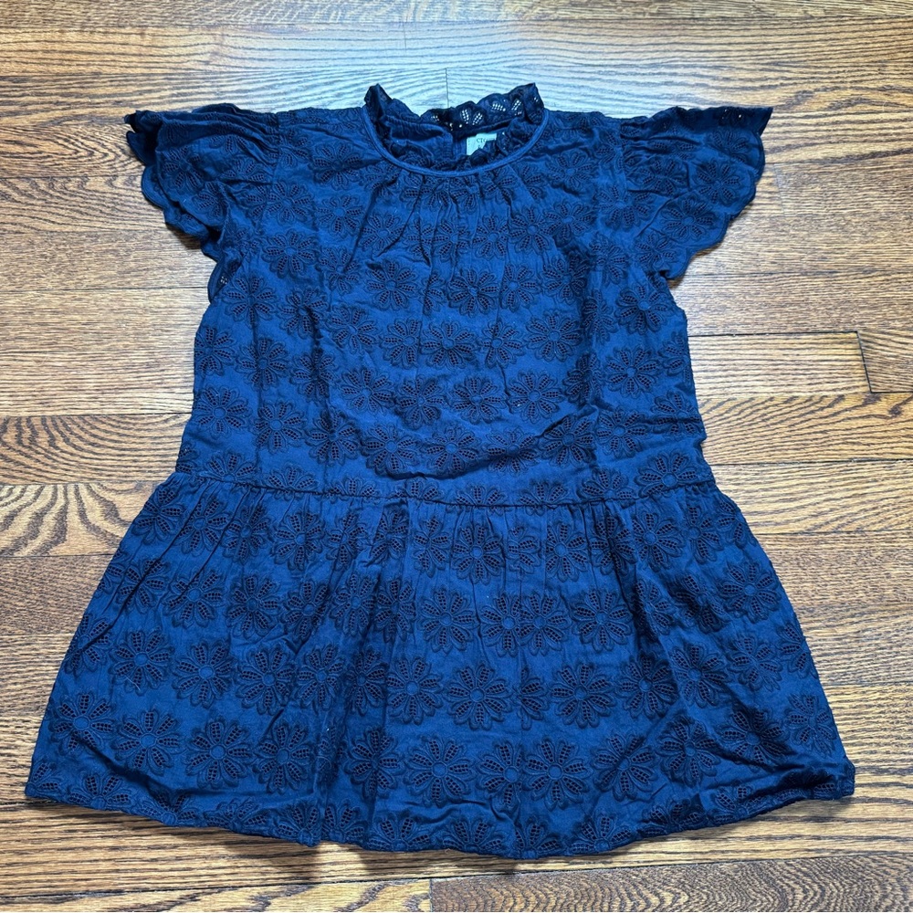 Crown & Ivy Navy Eyelet Lace Peplum Top Women’s Small NWT